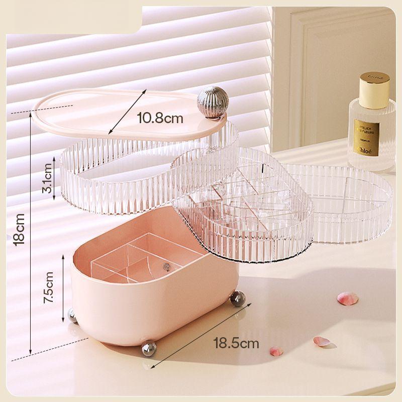 Desktop Storage Box Light Luxury Home and Daily Necessities Jewelry Sundries Dust-proof and Moisture-proof with Cover Rotating Cosmetics Storage