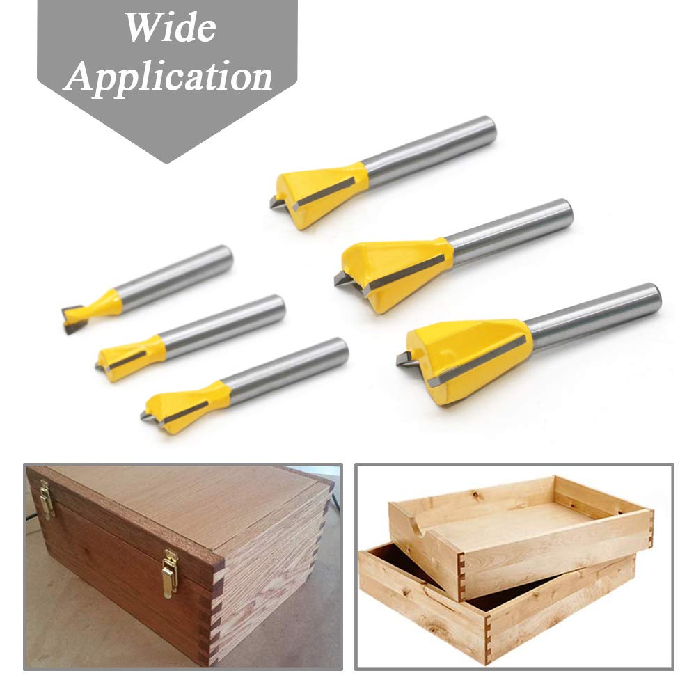 6PCS Dovetail Router Bit Set Woodworking Milling Cutter Carving Tool Wood Router Bits Kit
