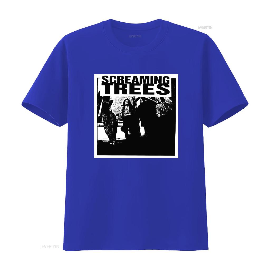 Vintage Grunge Screaming Trees Zespół Rockowy Czarno-Biały Nadruk Casualowa Koszulka vintage Prana graficzna Rozciągliwy