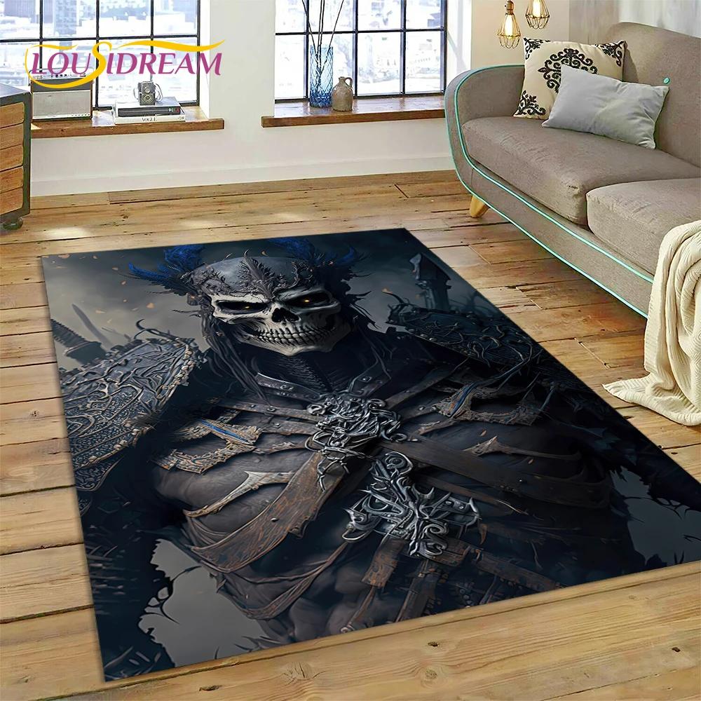 3D Horror Gothic Skull Skeleton Rug Carpet for Living Room Bedroom Decor,Floor Mat Non-slip Decoration for Sofa Doormat Gift Kid