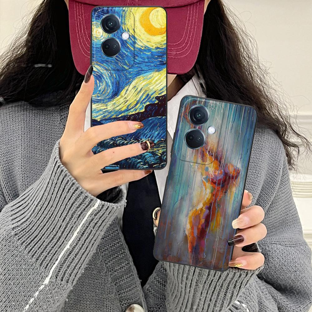 Abstract Oil Painting Phone Case for OPPO Reno 14 13 12 11 10 9 8 7 6 5 F T Pro 5G Soft TPU Shockproof Cover