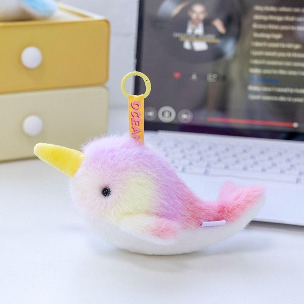 Starfish Ocean Animal Plush Keychain Soft Fluffy Whale Keyring Cute Seahorse Pendant  Birthday Gift