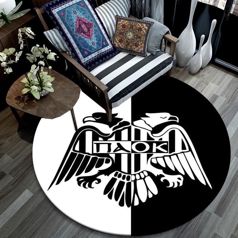 PAOK pattern round rug,Carpet Rug for Living Room Bedroom Playroom ,Non-slip Floor Mat,Holiday Gifts and Birthday Gifts.