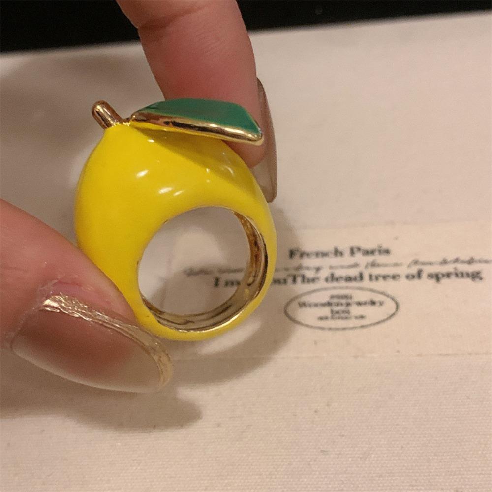 Strawberry Drip Oil Ring Cherry Fruit Enamel Ring Fashion Design Painting Ring  Women