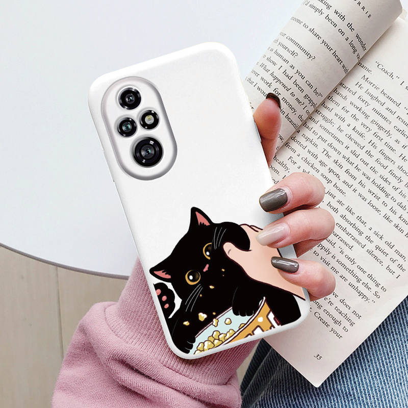 Cartoon Case For Honor 50 70 X7 X7A X7b 90 Lite 90 Smart 400 200 Pro 200 Lite Cute Black Cat Cover Soft Back Shell for Honor 400