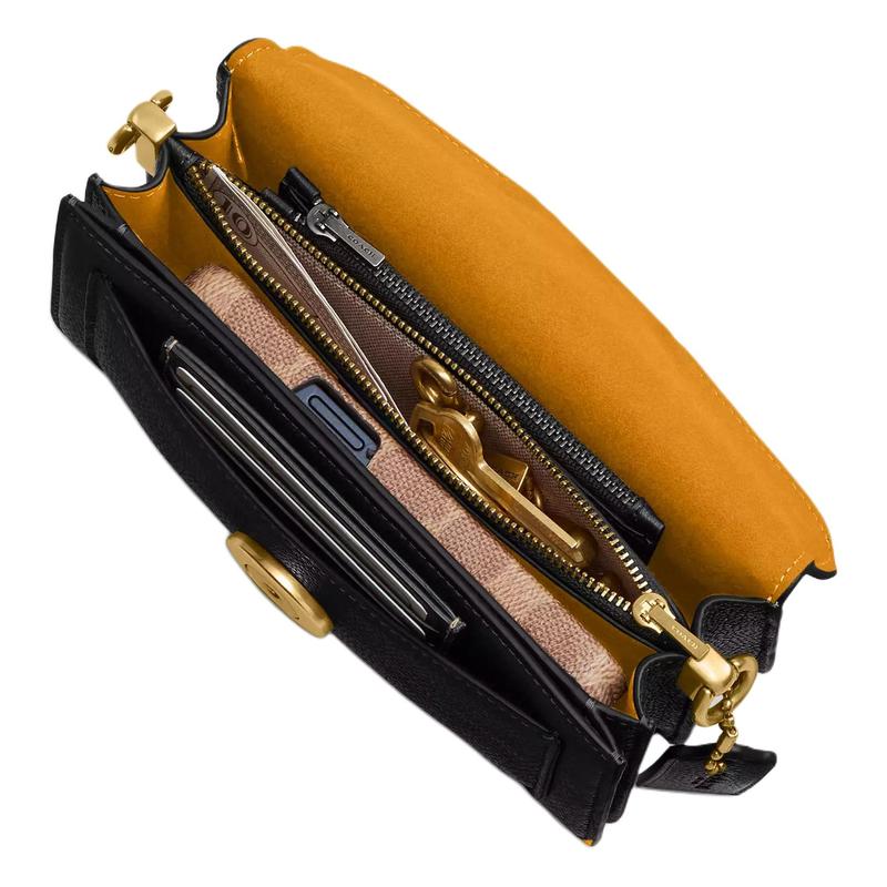 Coach Tabby 20 logo di marca chiusura a scatto borsa a mano tracolla in pelle martellata lucida piccola da donna nera