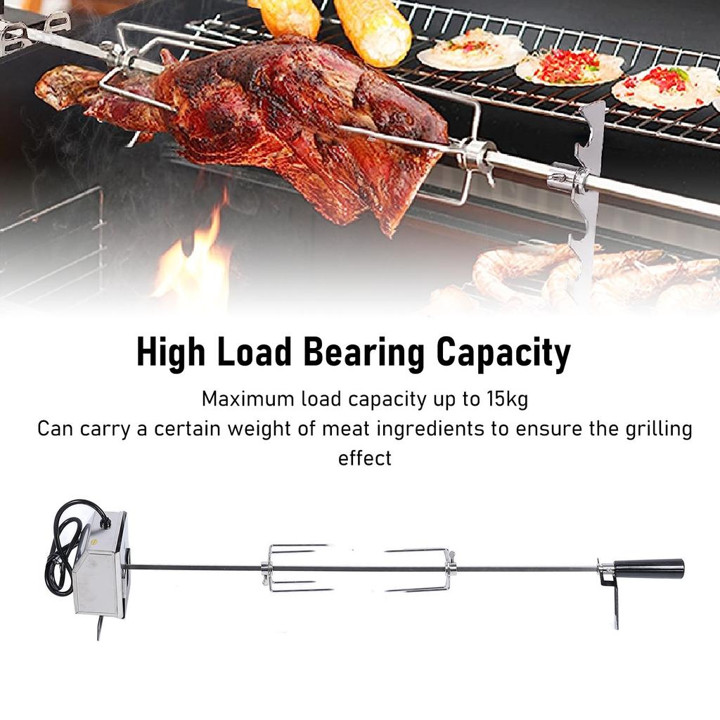 Grill Rotisserie Kit 33lb Load Bearing Easy Assembly Stable Rotating Rotisserie Motor Spit Rod Kit for Outdoor BBQ EU Plug 220V