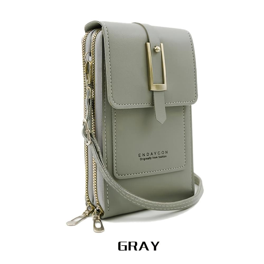 Women'S   Touchscreen Phone Pouch - Multi-Functional Multi-Layer Card Holder & Coin Purse Zipper Closure, Synthetic Faux Leather, Polyester Lining