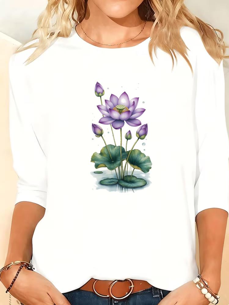 (Asian Size) love letter trend cute Women Clothing Long Sleeve T Shirt Tee Print autumn winter spring Casual Fashion Top o-neck Graphic T-shirts