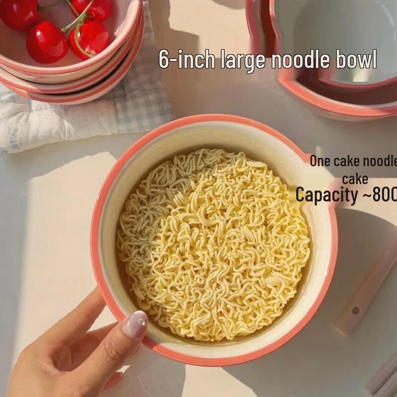 ZISIZ 6-inch Nordic Ceramic Noodle Bowl Set