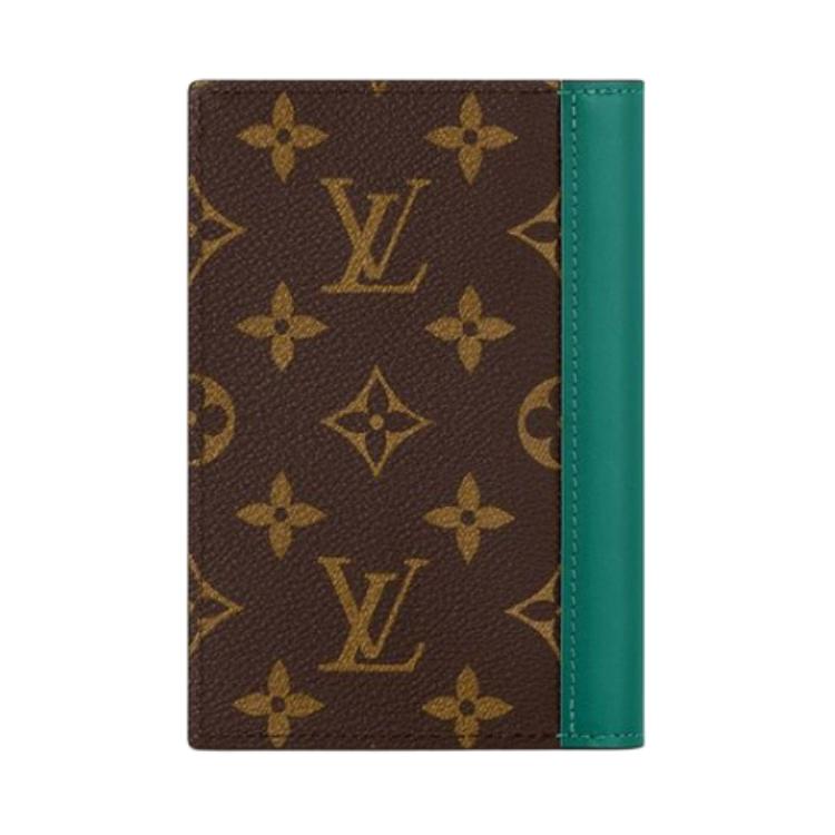 Louis Vuitton Passport Cover Borneo Green/Brown Monogram Canvas Women Wallets M12823