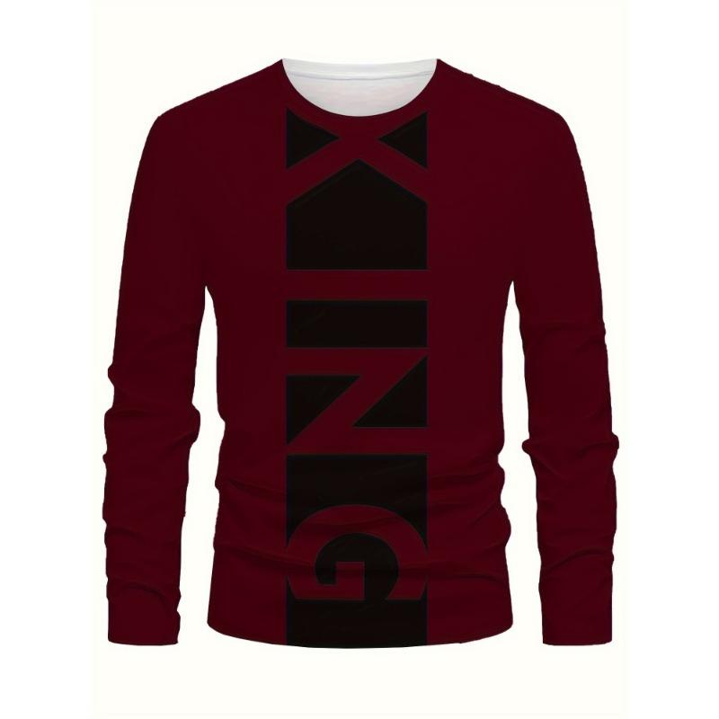 New Autumn Men Round-neck Casual Streetwear Loose and Fashionable Sportswear Letter-patterned Creative Long-sleeved T-shirt