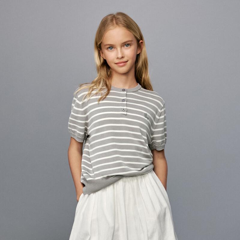 ELLE KIDS Girls  Classic Striped Knit Top 160