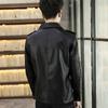 New men's leather jacket, Korean version, slim, trendy, young and handsome, casual winter plus fur collar leather jacket