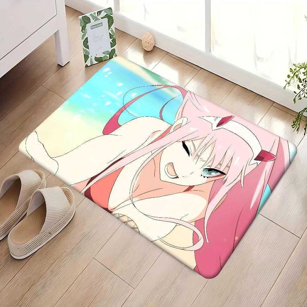Anime Zero Two Rubber XXL PC Bathroom Mat Anti-slip Absorb Water Long Strip Cushion Bedroon Mat Welcome Doormat