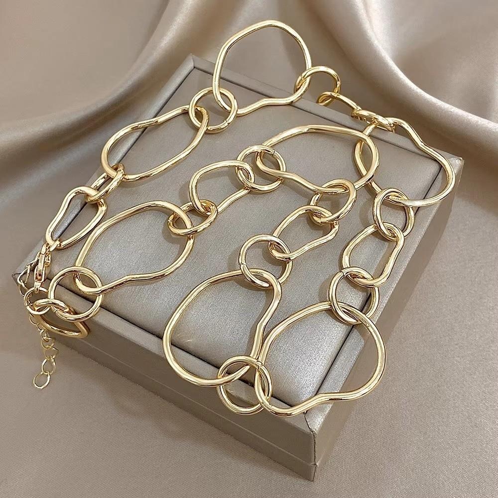 Irregular Circular Chain Gold Color Link Choker Necklace Women Necklace Party Jewelry Gifts