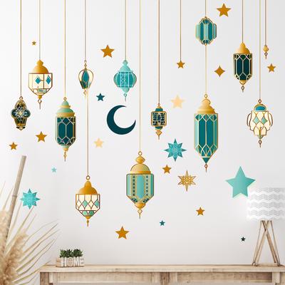 Vintage Blue Pendant Lamp Wall Sticker Bedroom Study Background Wall Decoration Self-Adhesive