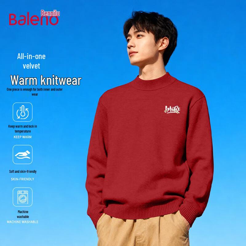 

Baleno Men s Fleece-Lined Half-Turtleneck Knit Pullover L