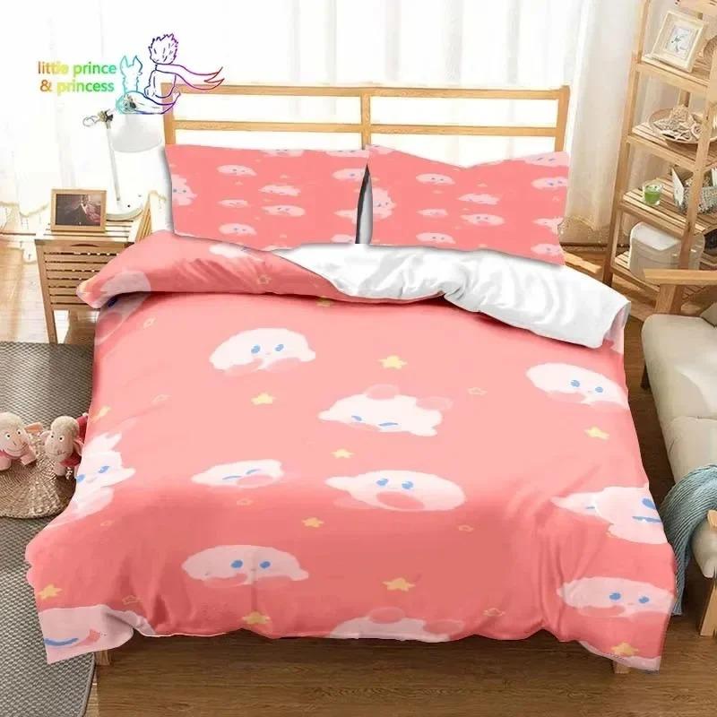 3D Design Printed Kawaii Cartoon Kirbys Bed Ensemble Single Size Single Size Full Queen Dimension King Dimension Size Bed Kit Adult Kid Bedroom