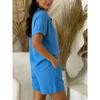 Set Casual con Camicia a Maniche Corte con Bottoni e Pantaloncini per Donna