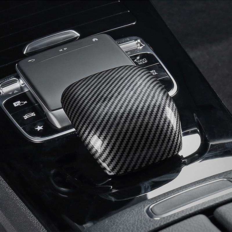 Car Styling Gear Shift Knob Cover Trim Carbon Fiber Look For Mercedes-Benz A Class W177 CLA C118 2019-2022 Interior Accessories