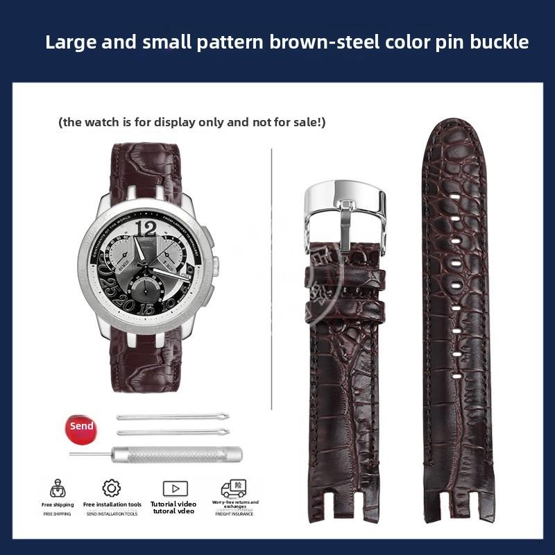 

21 мм Для Swatch серии YRS Ремешок из коровьей кожи YRS403 412 402G с изогнутым концом Ремешки для часов цепочка для часов Мужской ремешок для часов Браслет с инструментами 21mm width