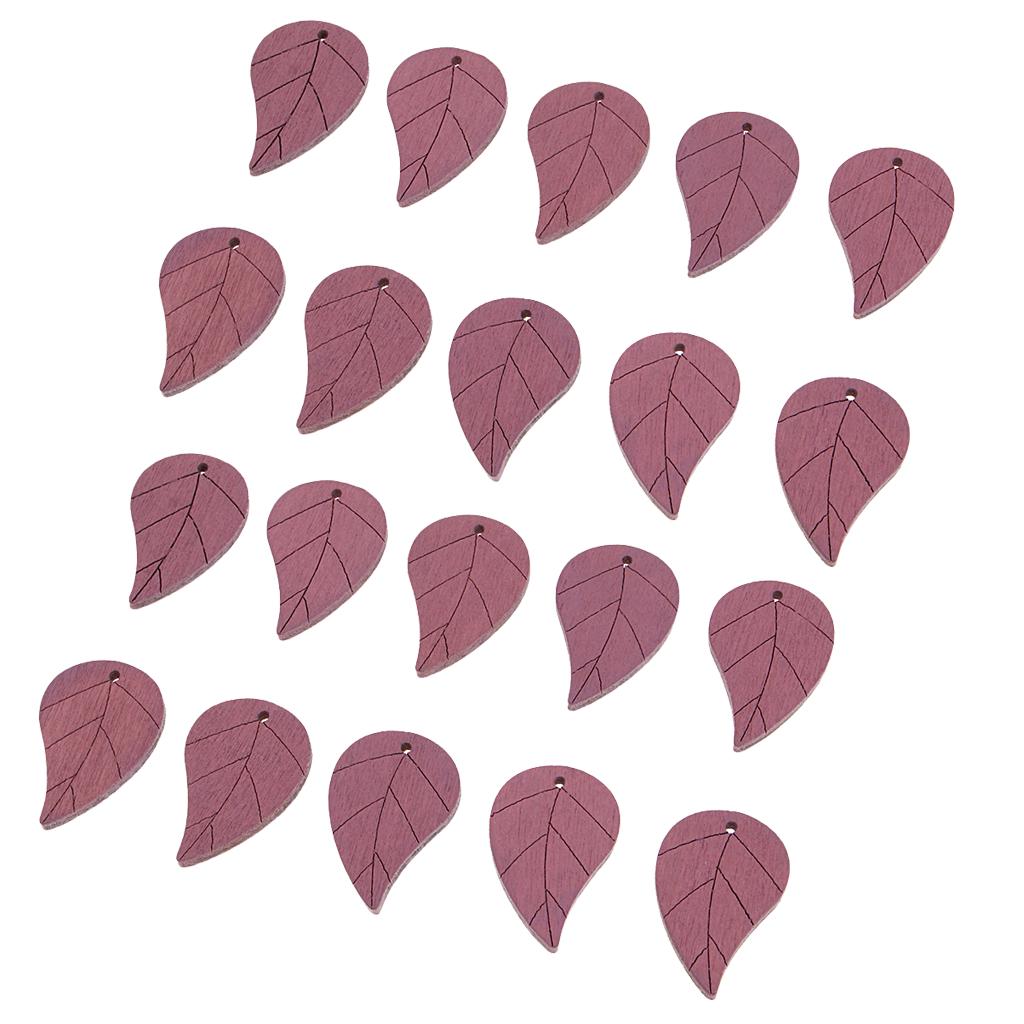 20 peças boêmio formato de folha folhas de madeira pingente contas artesanais bege