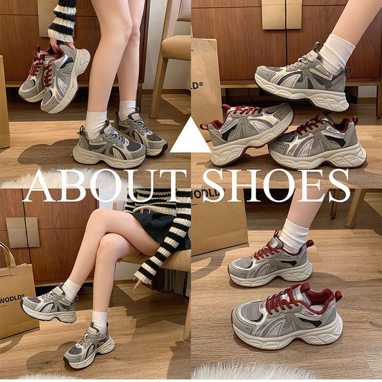 2025 autumn small sports shoes breathable thick sole heightening casual shoes women's versatile Ankola red dad shoes