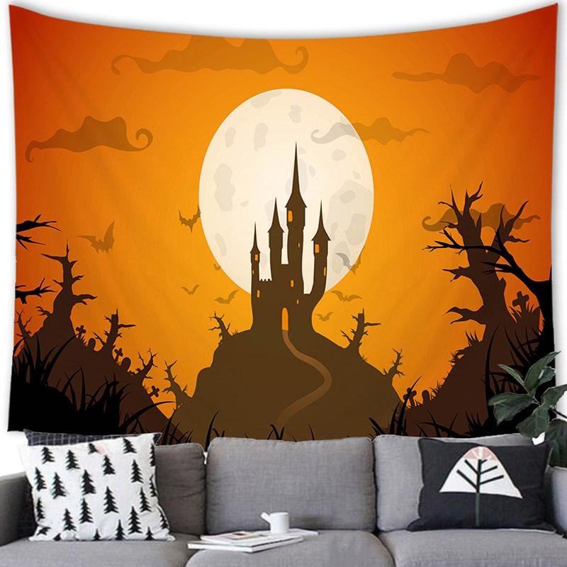 Домашний декор Хэллоуин гобелен настенный гобелен летучая мышь тыква счастливый Хэллоуин — фото 10