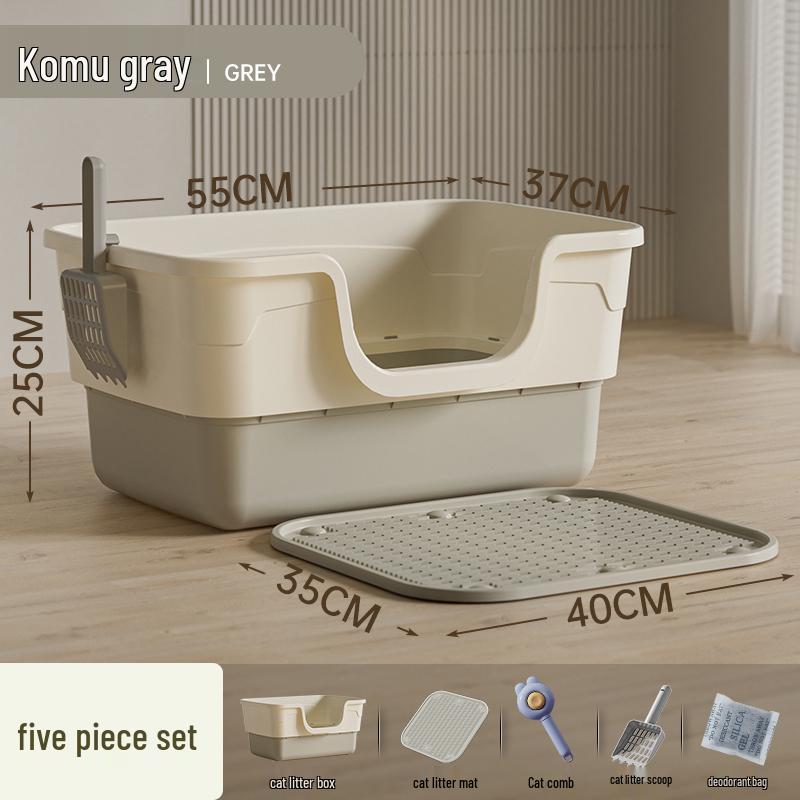 Giant Semi-Enclosed Anti-Splash Deodorizing Cat Litter Box with Mat
