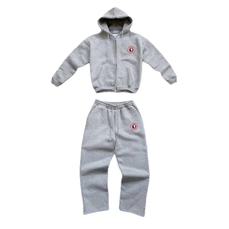 2026 Loose Fit Tracksuit Set Men Women Couple Hooded Zip Sweatshirt Jogger Pants Sport Casual Outfit