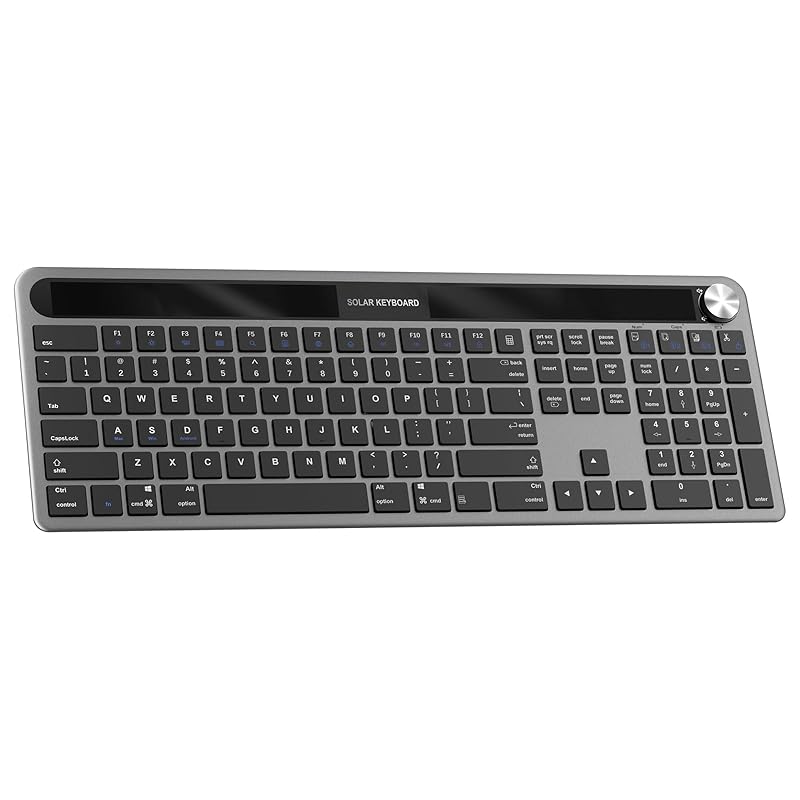 

Dejeen wireless solar rechargeable keyboard full size solar rechargeable keyboard PC/Desktop/PC/Laptop/Tablet/Smart TV and Windows For 11/10/8/7