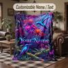 Birds Theme Throw Blanket Custom Name Text Personalized Blanket Soft Cozy Blanket for Home Sofa Bed