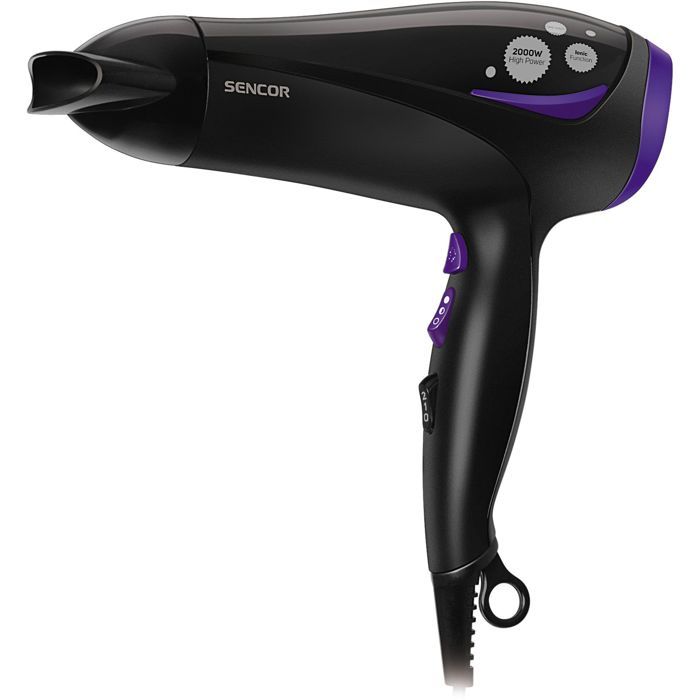 Sèche-cheveux - SENCOR - SHD 108VT - 2000 W - Ionisant - 3 températures - 2 vitesses - Air froid - Diffuseur inclus - Noir