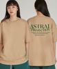 ASTRAL PROJECTION Gradient Lettering Round Neck 15-Count Cotton Short Sleeve T-Shirt_Beige
