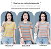 Women's Summer Round Neck Striped Cotton T-Shirt: Colorful, Casual, Loose, Age-Reducing, Slimming Design.