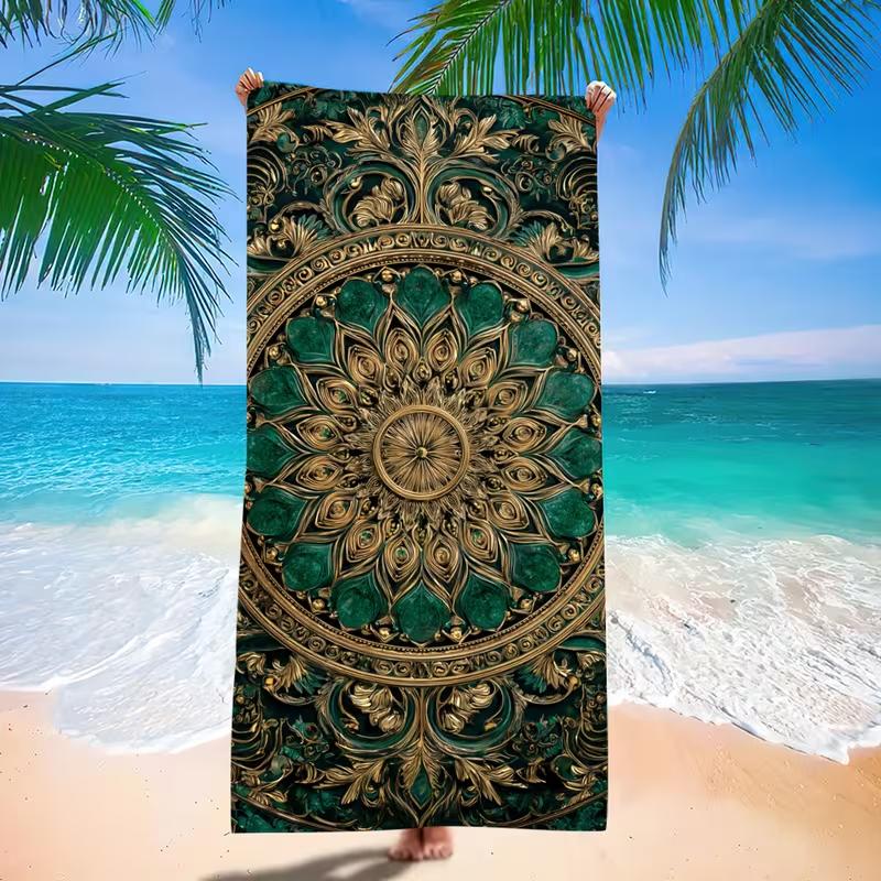 Luxury Geometric Floral Print Beach Towel Sand Free Quick Drying Towel Bohemian Style for Beach Spa Travel Yoga 50X100cm &1pc