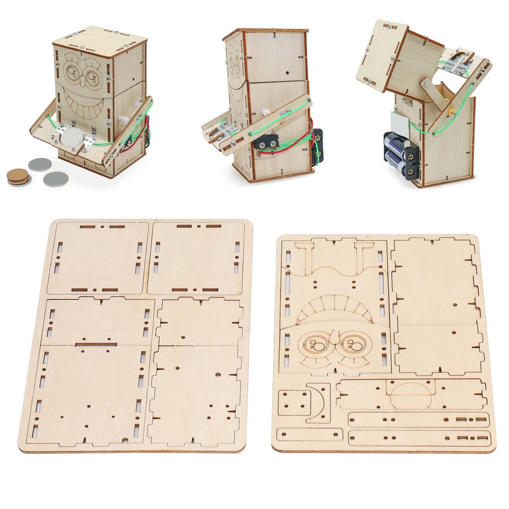 DIY Wooden Robot DIY Eating Coins Robot for Hinged Connection for Children Puzzle Teaching