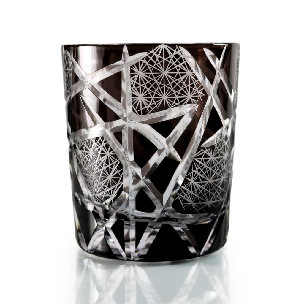 GREEM MARKET Crafts with wooden box Cut glass Gift Present Glasswork Kiriko glass Chrysanthemum Tsunagi cup Shochu glass Rocks glass Product GMS02511