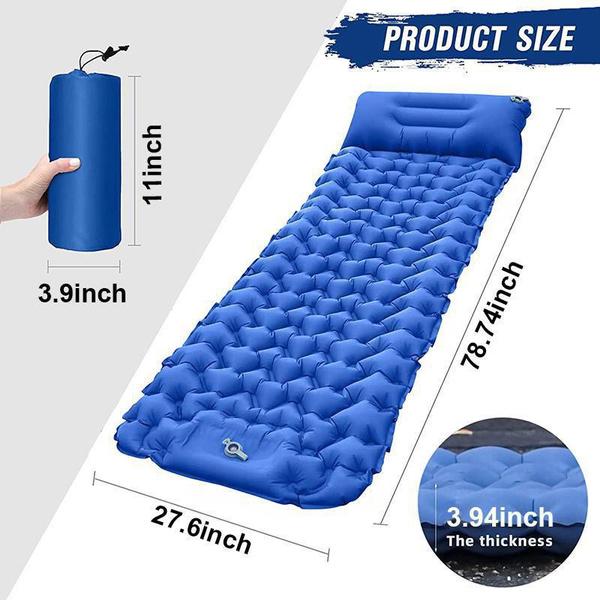1PC Camping-Isomatte, aufblasbar, wasserdicht, mit eingebauter Pumpe, fußbetrieben, ultradickes, langlebiges, ultraleichtes Luftkissen