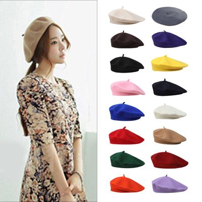 French Style Beret Hats For Fall And Winter Unisex Stretchy Soft Acrylic Blend Solid Color Elegant Retro Headwear