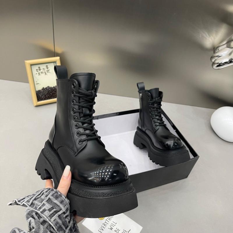 AJGS Minimalistiniai aulinukai suvarstomi priekyje, masyviu kulnu ir platforma, moteriški, britiško stiliaus, storu padu, aukštinantys, laisvalaikio batai