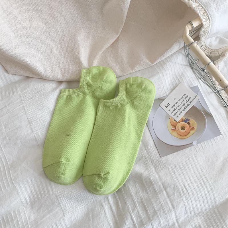 Dopamine Color Socks Women'S Short Boat Socks Spring And Summer Shallow Mouth Invisible Socks Thin Non-Slip Heel Socks Women'S Socks