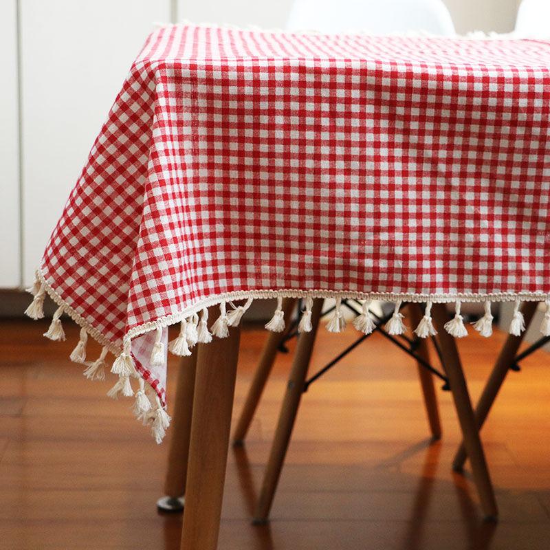 Nordic Cotton Linen Tablecloth Soft Comfortable Durable Waterproof Heat Insulation Square Tassel Trendy Fresh Dining Table Cloth