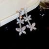 Exquisite French Zircon Flower Jewelry Set: Court-Style Clavicle Necklace & Pendant Earrings