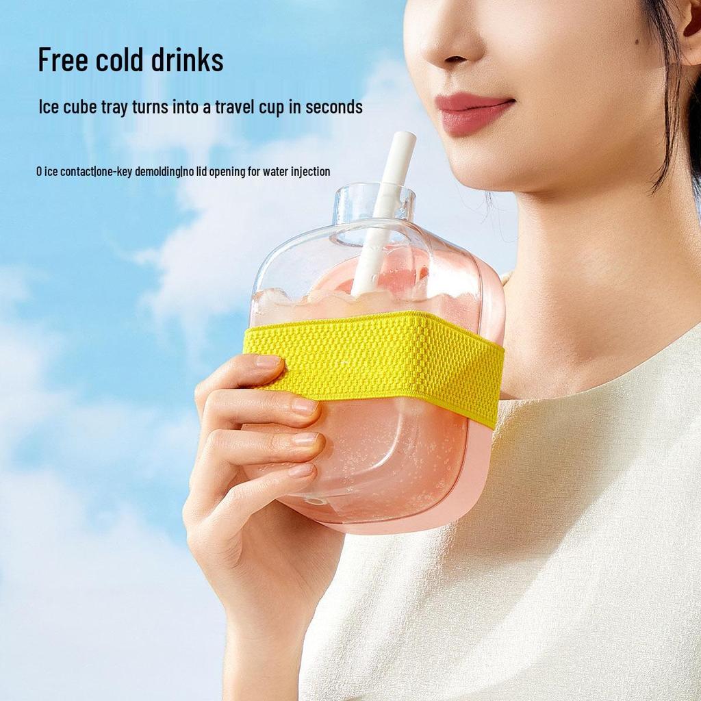 Trendy Ice Cube Tray: Zero-Contact Removal, Outdoor Straw Cup & Fitness Curling Pot