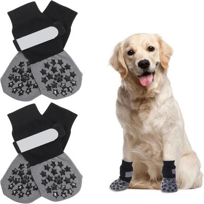 4pcs Anti-Slip Dog Socks Strong Grip Anti-Scratch Paw Protection Socks Anti-licking Soft Cotton Cat Socks for Floor Protection
