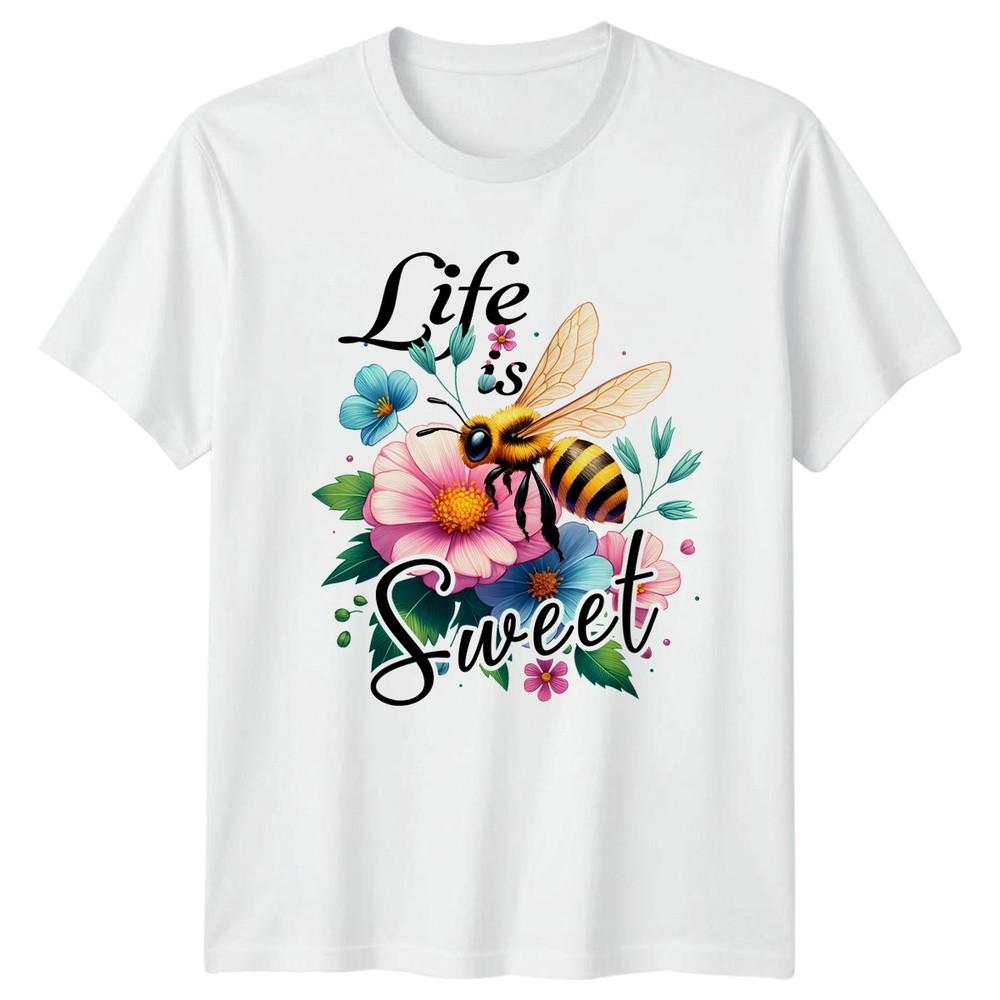 Life Is Sweet Unisexs TShirt Bee Floral Nature Lifestyle Mothers Day Gift S