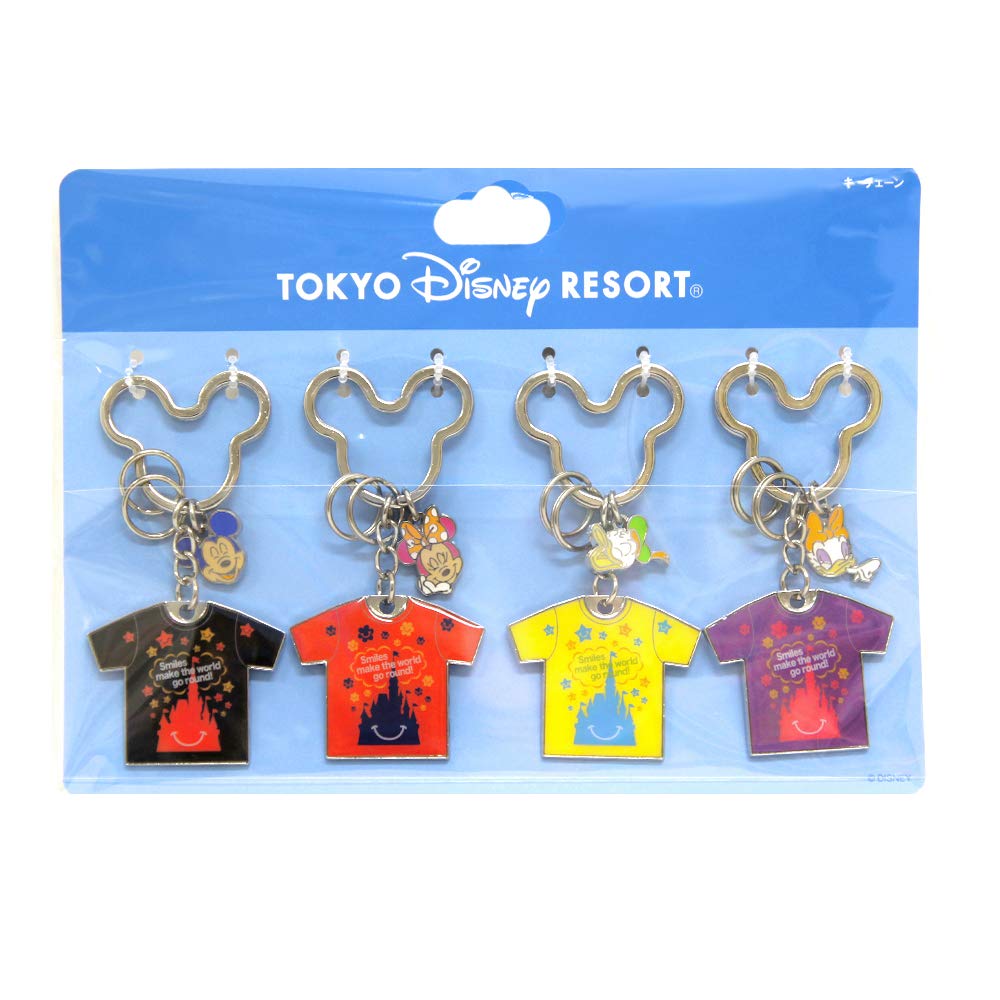 [Hobbies] Smiles Series Keychain Set of 4 T-Shirt-Shaped Mickey, Minnie, Donald, and Daisy Keychains, Disney Smiles All Around Resort Exclusive