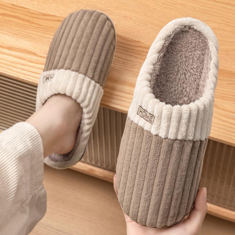 Fashion Winter Warm Fur Slippers for Men Women Couples House Non Slip Soft Shoes Comfort Flat Heel Home Indoor Bedroom Plush Slippers